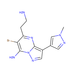 Cn1cc(-c2cnn3c(N)c(Br)c(CCN)nc23)cn1 ZINC000066111549