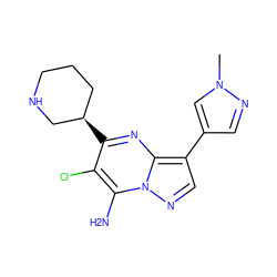 Cn1cc(-c2cnn3c(N)c(Cl)c([C@@H]4CCCNC4)nc23)cn1 ZINC000066259169