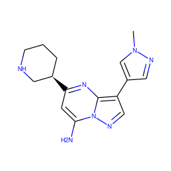 Cn1cc(-c2cnn3c(N)cc([C@@H]4CCCNC4)nc23)cn1 ZINC000066252377