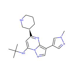 Cn1cc(-c2cnn3c(NC(C)(C)C)cc([C@@H]4CCCNC4)nc23)cn1 ZINC000066105081