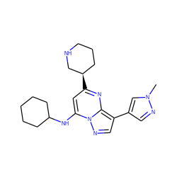 Cn1cc(-c2cnn3c(NC4CCCCC4)cc([C@@H]4CCCNC4)nc23)cn1 ZINC000066100200