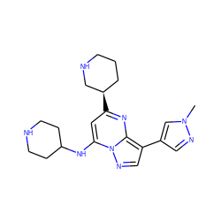 Cn1cc(-c2cnn3c(NC4CCNCC4)cc([C@@H]4CCCNC4)nc23)cn1 ZINC000066104470