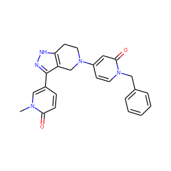 Cn1cc(-c2n[nH]c3c2CN(c2ccn(Cc4ccccc4)c(=O)c2)CC3)ccc1=O ZINC000473093471