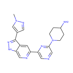 Cn1cc(-c2n[nH]c3cnc(-c4cncc(N5CCC(N)CC5)n4)cc23)cn1 ZINC000205260523