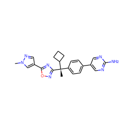 Cn1cc(-c2nc([C@@](C)(c3ccc(-c4cnc(N)nc4)cc3)C3CCC3)no2)cn1 ZINC000204640691