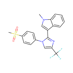 Cn1cc(-c2nc(C(F)(F)F)cn2-c2ccc(S(C)(=O)=O)cc2)c2ccccc21 ZINC000013812862