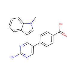 Cn1cc(-c2nc(N)ncc2-c2ccc(C(=O)O)cc2)c2ccccc21 ZINC000043118564