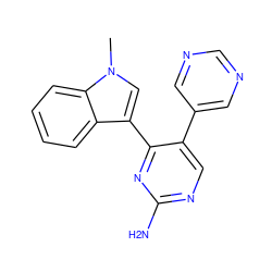 Cn1cc(-c2nc(N)ncc2-c2cncnc2)c2ccccc21 ZINC000043067421