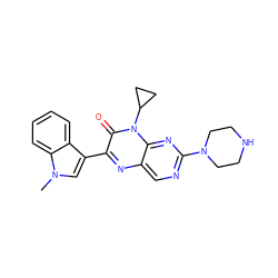 Cn1cc(-c2nc3cnc(N4CCNCC4)nc3n(C3CC3)c2=O)c2ccccc21 ZINC000004239058