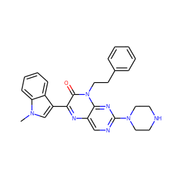 Cn1cc(-c2nc3cnc(N4CCNCC4)nc3n(CCc3ccccc3)c2=O)c2ccccc21 ZINC000004238850