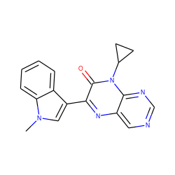 Cn1cc(-c2nc3cncnc3n(C3CC3)c2=O)c2ccccc21 ZINC000004239040