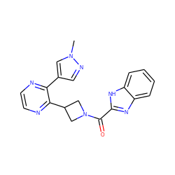 Cn1cc(-c2nccnc2C2CN(C(=O)c3nc4ccccc4[nH]3)C2)cn1 ZINC000140175592