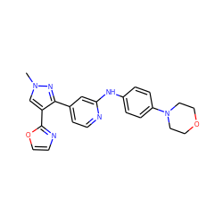 Cn1cc(-c2ncco2)c(-c2ccnc(Nc3ccc(N4CCOCC4)cc3)c2)n1 ZINC000071334512