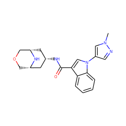 Cn1cc(-n2cc(C(=O)N[C@H]3C[C@H]4COC[C@@H](C3)N4)c3ccccc32)cn1 ZINC001772603652