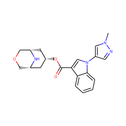 Cn1cc(-n2cc(C(=O)O[C@H]3C[C@H]4COC[C@@H](C3)N4)c3ccccc32)cn1 ZINC001772632390