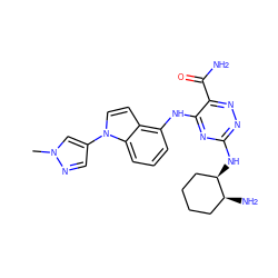 Cn1cc(-n2ccc3c(Nc4nc(N[C@@H]5CCCC[C@@H]5N)nnc4C(N)=O)cccc32)cn1 ZINC000205141641