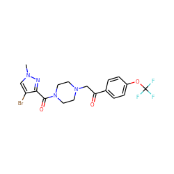 Cn1cc(Br)c(C(=O)N2CCN(CC(=O)c3ccc(OC(F)(F)F)cc3)CC2)n1 ZINC000058569138