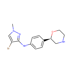 Cn1cc(Br)c(Nc2ccc([C@@H]3CNCCO3)cc2)n1 ZINC000150039252