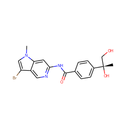 Cn1cc(Br)c2cnc(NC(=O)c3ccc([C@@](C)(O)CO)cc3)cc21 ZINC000145264270