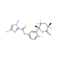 Cn1cc(Br)nc1C(=O)Nc1ccc(F)c([C@@]2(C)NC(=N)[C@@](C)(F)CC2(F)F)c1 ZINC001772625691