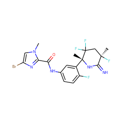 Cn1cc(Br)nc1C(=O)Nc1ccc(F)c([C@@]2(C)NC(=N)[C@](C)(F)CC2(F)F)c1 ZINC001772644527