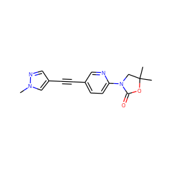 Cn1cc(C#Cc2ccc(N3CC(C)(C)OC3=O)nc2)cn1 ZINC000143940513