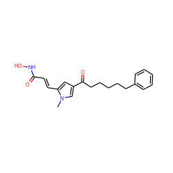 Cn1cc(C(=O)CCCCCc2ccccc2)cc1/C=C/C(=O)NO ZINC000013559557