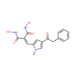 Cn1cc(C(=O)Cc2ccccc2)cc1C=C(C(=O)NO)C(=O)NO ZINC000013559551