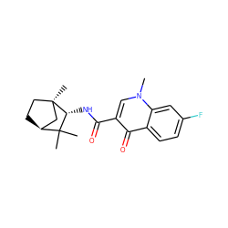 Cn1cc(C(=O)N[C@@H]2C(C)(C)[C@H]3CC[C@]2(C)C3)c(=O)c2ccc(F)cc21 ZINC000095580478