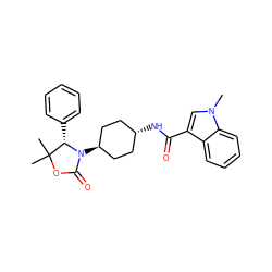 Cn1cc(C(=O)N[C@H]2CC[C@H](N3C(=O)OC(C)(C)[C@@H]3c3ccccc3)CC2)c2ccccc21 ZINC001772652824