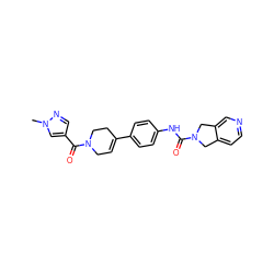 Cn1cc(C(=O)N2CC=C(c3ccc(NC(=O)N4Cc5ccncc5C4)cc3)CC2)cn1 ZINC000166564717