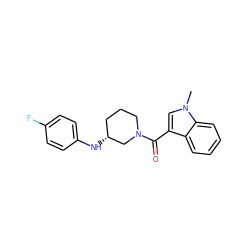 Cn1cc(C(=O)N2CCC[C@@H](Nc3ccc(F)cc3)C2)c2ccccc21 ZINC000011938640