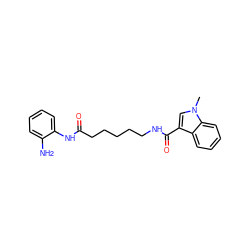 Cn1cc(C(=O)NCCCCCC(=O)Nc2ccccc2N)c2ccccc21 ZINC000117587630