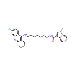 Cn1cc(C(=O)NCCCCCCCNc2c3c(nc4cc(Cl)ccc24)CCCC3)c2ccccc21 ZINC000013675677