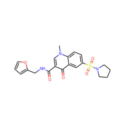 Cn1cc(C(=O)NCc2ccco2)c(=O)c2cc(S(=O)(=O)N3CCCC3)ccc21 ZINC000005042336