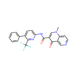 Cn1cc(C(=O)Nc2ccc(-c3ccccc3)c(C(F)(F)F)n2)c(=O)c2cnccc21 ZINC000073223652