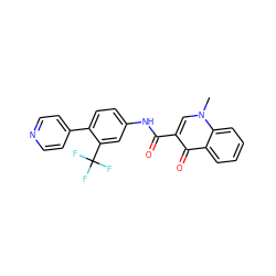 Cn1cc(C(=O)Nc2ccc(-c3ccncc3)c(C(F)(F)F)c2)c(=O)c2ccccc21 ZINC000073223650