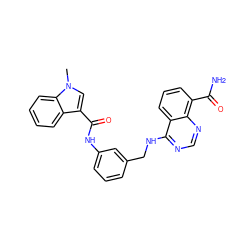 Cn1cc(C(=O)Nc2cccc(CNc3ncnc4c(C(N)=O)cccc34)c2)c2ccccc21 ZINC000114345995