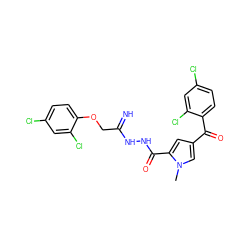 Cn1cc(C(=O)c2ccc(Cl)cc2Cl)cc1C(=O)NNC(=N)COc1ccc(Cl)cc1Cl ZINC000003069920