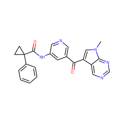 Cn1cc(C(=O)c2cncc(NC(=O)C3(c4ccccc4)CC3)c2)c2cncnc21 ZINC000169707881