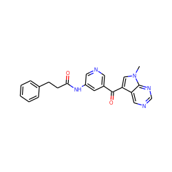 Cn1cc(C(=O)c2cncc(NC(=O)CCc3ccccc3)c2)c2cncnc21 ZINC000169707876