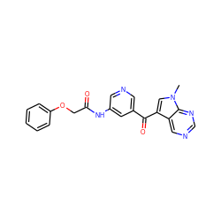 Cn1cc(C(=O)c2cncc(NC(=O)COc3ccccc3)c2)c2cncnc21 ZINC000169707879