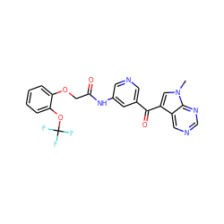 Cn1cc(C(=O)c2cncc(NC(=O)COc3ccccc3OC(F)(F)F)c2)c2cncnc21 ZINC000169707872