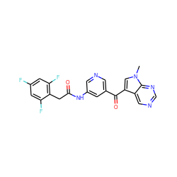 Cn1cc(C(=O)c2cncc(NC(=O)Cc3c(F)cc(F)cc3F)c2)c2cncnc21 ZINC000169707722