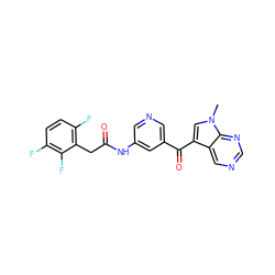 Cn1cc(C(=O)c2cncc(NC(=O)Cc3c(F)ccc(F)c3F)c2)c2cncnc21 ZINC000169707723