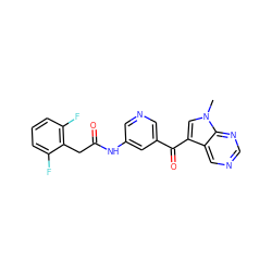 Cn1cc(C(=O)c2cncc(NC(=O)Cc3c(F)cccc3F)c2)c2cncnc21 ZINC000169707744