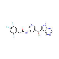 Cn1cc(C(=O)c2cncc(NC(=O)Cc3cc(F)c(F)cc3F)c2)c2cncnc21 ZINC000169707735