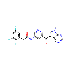 Cn1cc(C(=O)c2cncc(NC(=O)Cc3cc(F)cc(F)c3F)c2)c2cncnc21 ZINC000169707728