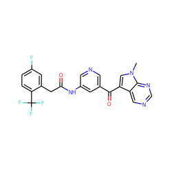 Cn1cc(C(=O)c2cncc(NC(=O)Cc3cc(F)ccc3C(F)(F)F)c2)c2cncnc21 ZINC000169707718