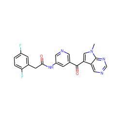 Cn1cc(C(=O)c2cncc(NC(=O)Cc3cc(F)ccc3F)c2)c2cncnc21 ZINC000169707741